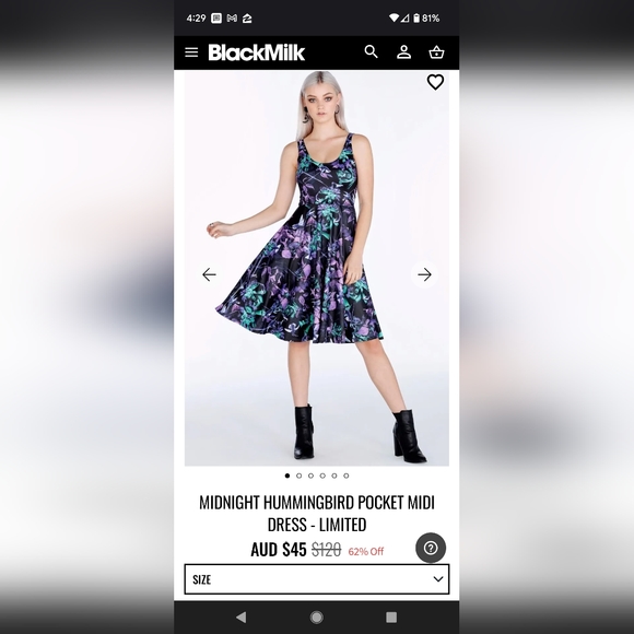 MIDNIGHT HUMMINGBIRD POCKET MIDI DRESS - LIMITED - Picture 1 of 2